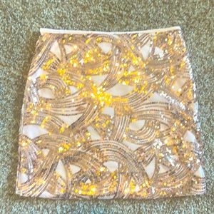 Rose Gold / nude Sequin Mini Skirt